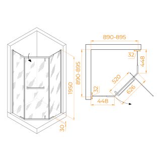 Душевой уголок RGW HO-081B 350608199-24 90x90см чёрный